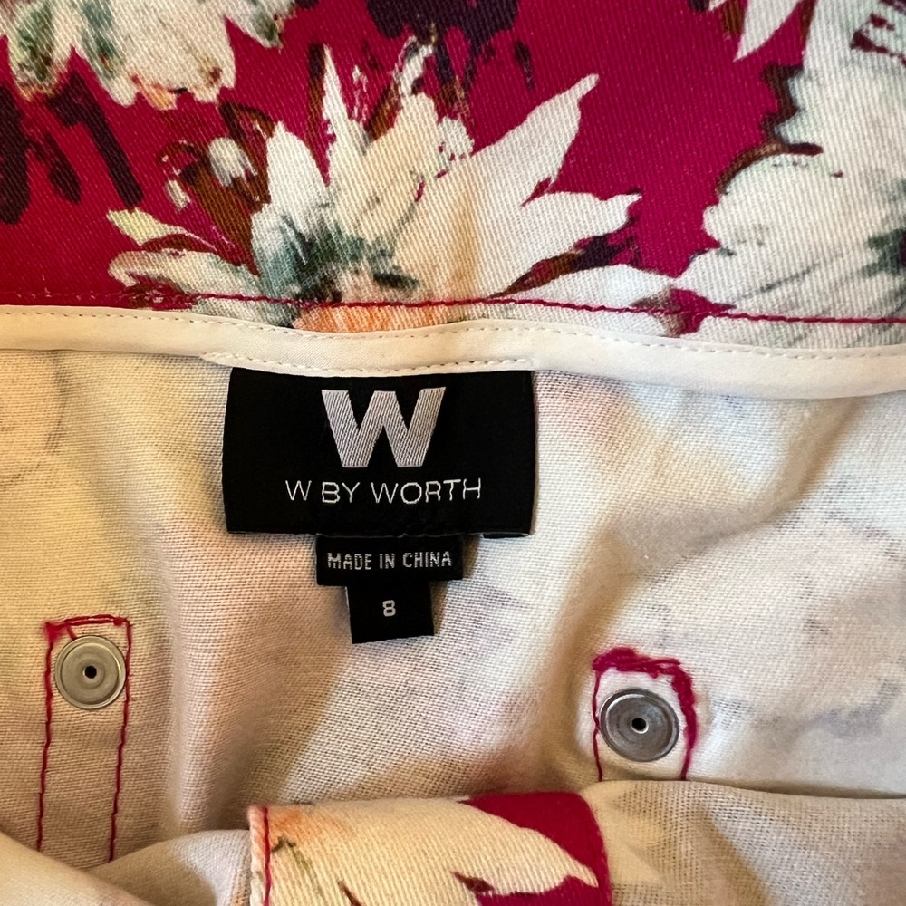 NWT W by Worth Hot Pink White Daisy Jean Skirt - Picture 5 of 6